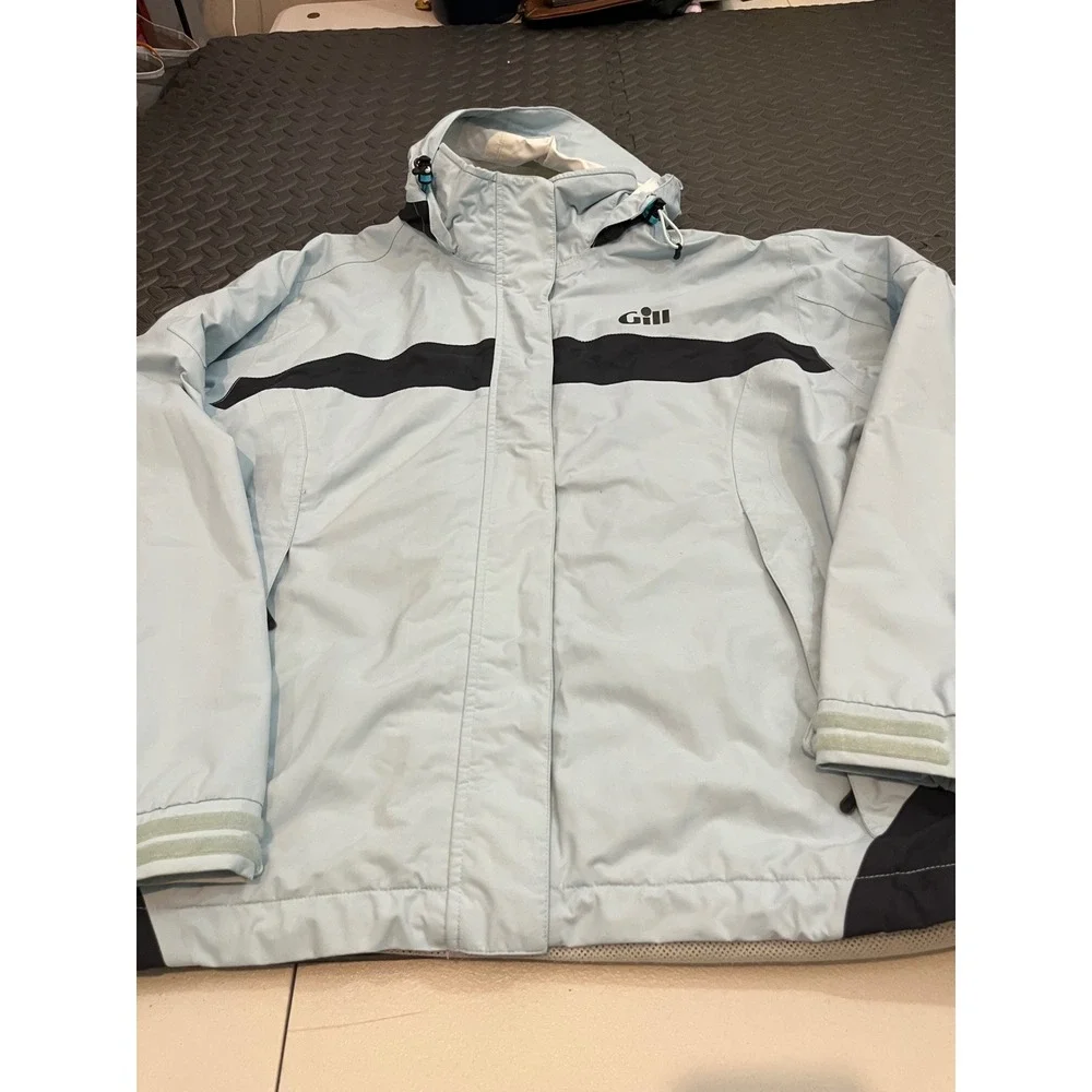 Gill IN3 Inshore Lite Jacket Womens 14 Light Blue Waterproof Breathable Hooded